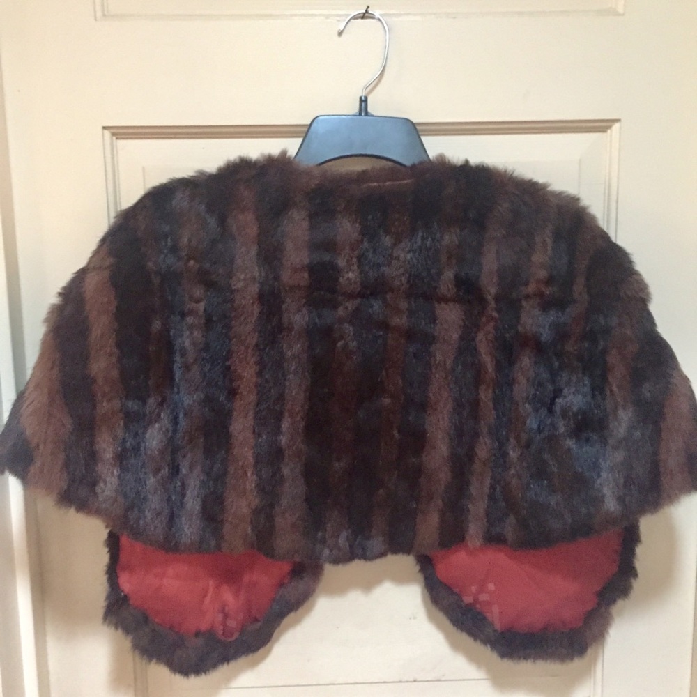 Vintage wrap stole fur cape brown shades mahogany